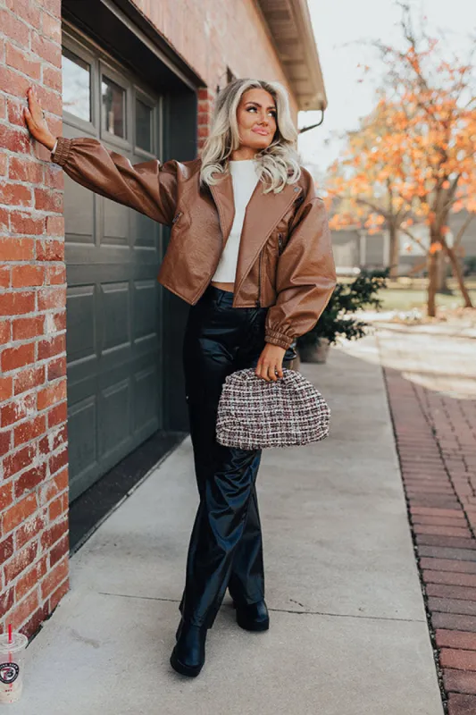 The Koty Faux Leather Jacket In Chocolate sold by Impressions