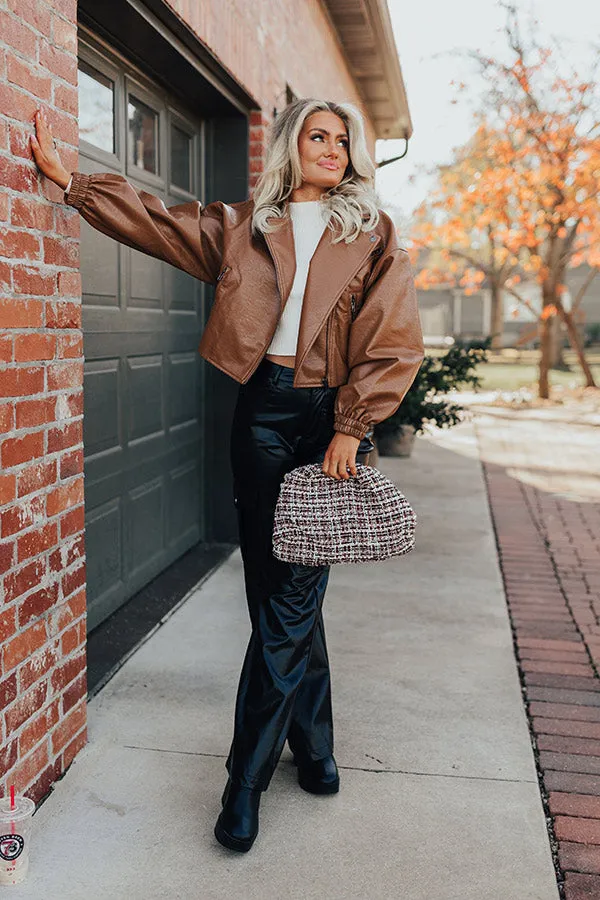 The Koty Faux Leather Jacket In Chocolate sold by Impressions