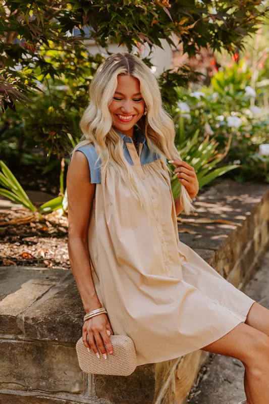 City Dream Mini Dress in Camel sold by Impressions