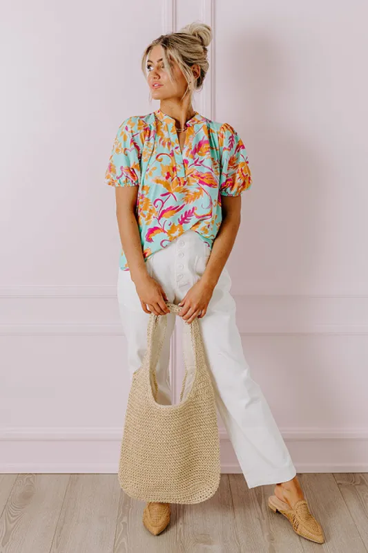 Springtime Happiness Floral Shift Top in Mint sold by Impressions
