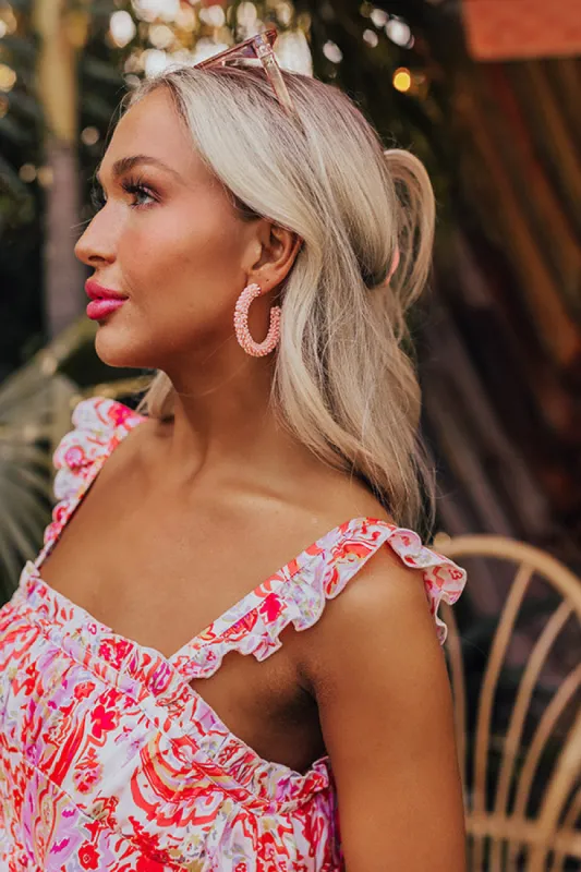 Looking Sassy Hoop Earrings In Light Pink sold by Impressions