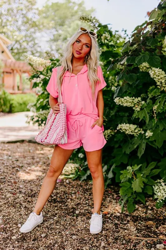 Take A Holiday Top In Neon Pink sold by Impressions