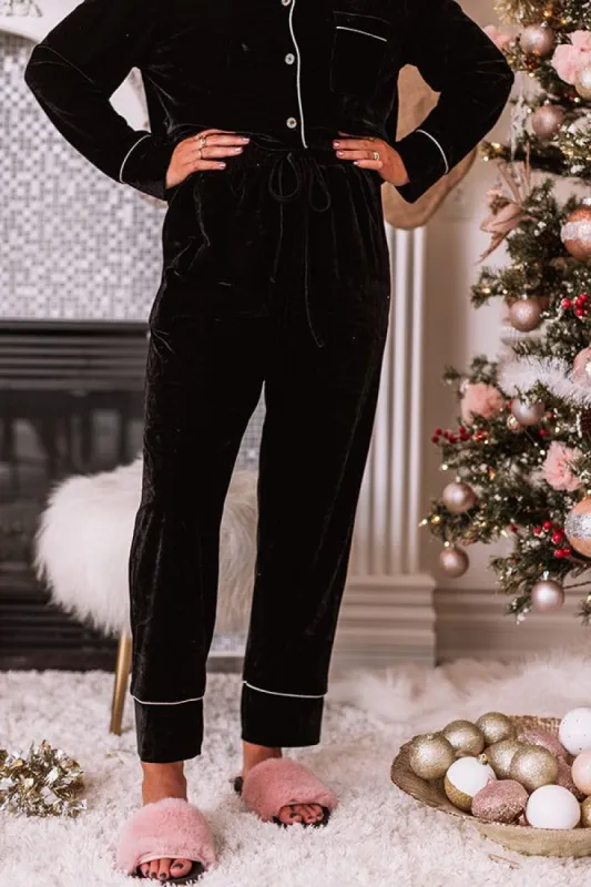 Lowkey Weekend Velvet Pants in Black sold by Impressions