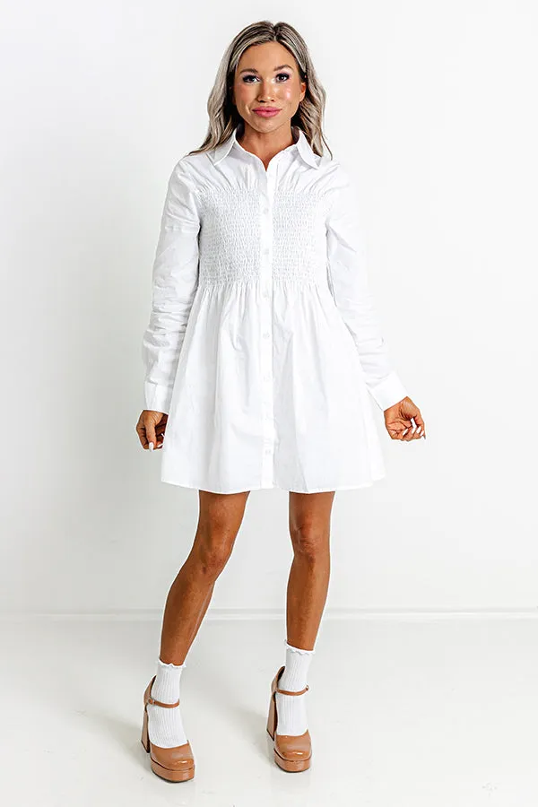 Posh Mindset Smocked Mini Dress In White sold by Impressions