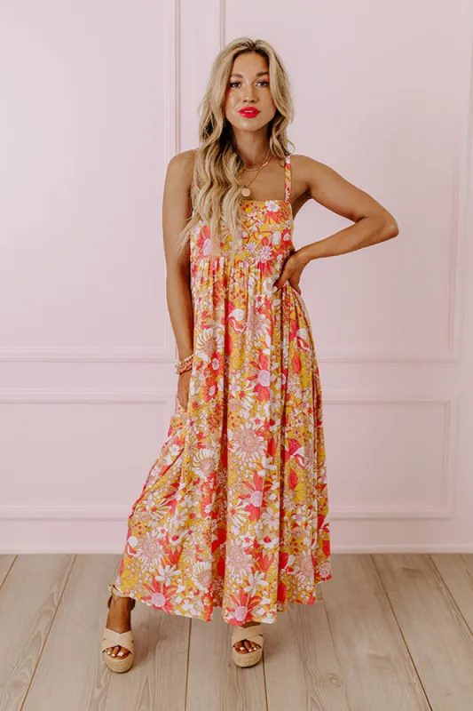 Tranquil Time Floral Midi in Golden Honey sold by Impressions