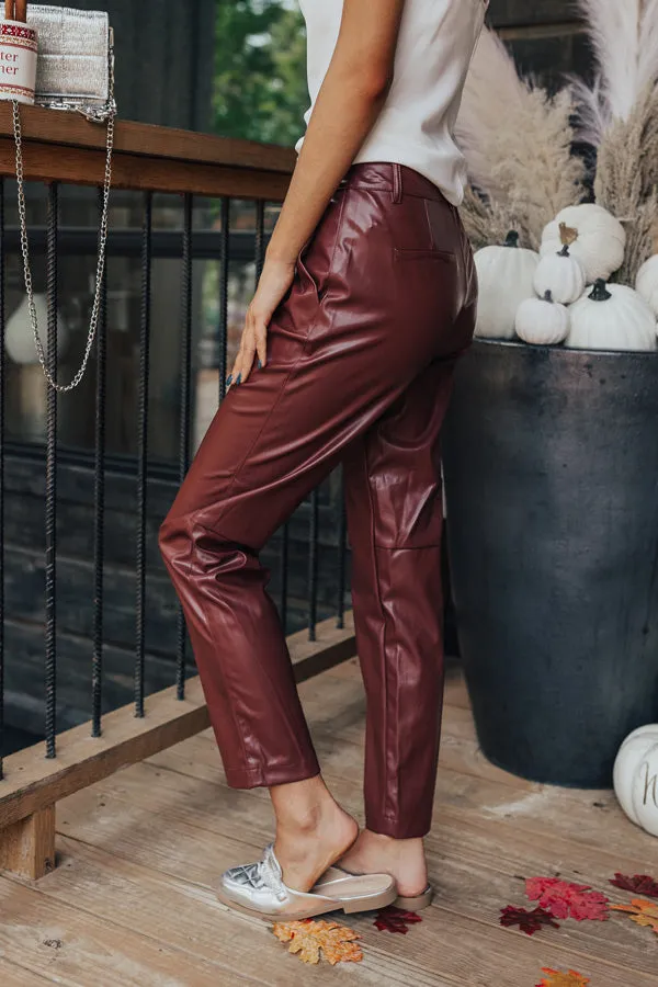 The Catalina High Waist Faux Leather Pants in Dark Rustic Rose sold by Impressions product image thumbnail 5