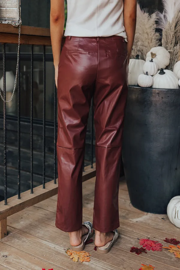The Catalina High Waist Faux Leather Pants in Dark Rustic Rose sold by Impressions product image thumbnail 4
