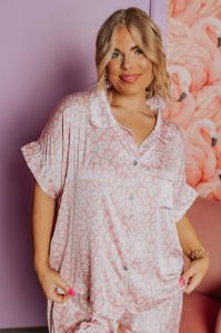 Always Down To Chill Pajama Top In Blush Curves sold by Impressions