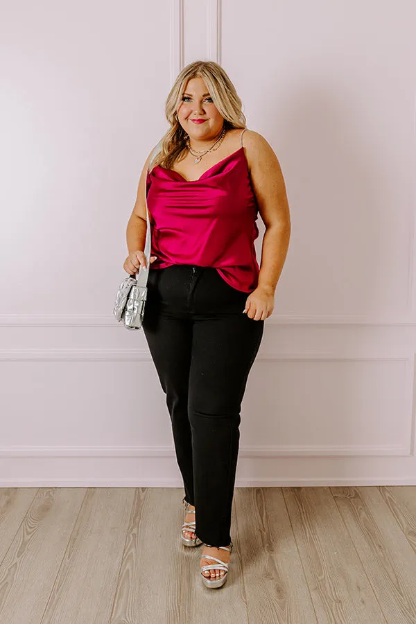 Stay Sophisticated Satin Top In Wine Curves sold by Impressions product image thumbnail 4