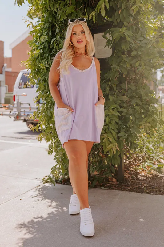 Paradise Getaway Romper Dress in Lavender Curves sold by Impressions