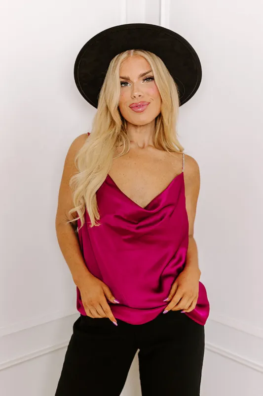 Stay Sophisticated Satin Top In Wine Curves sold by Impressions