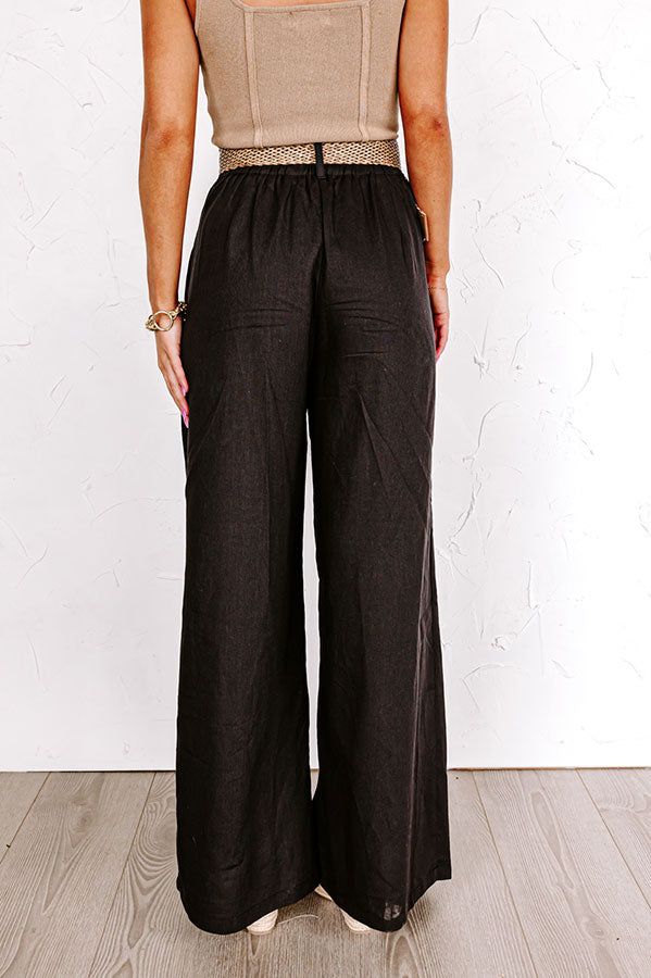 The Maris High Waist Linen-Blend Trousers Black sold by Impressions product image thumbnail 3