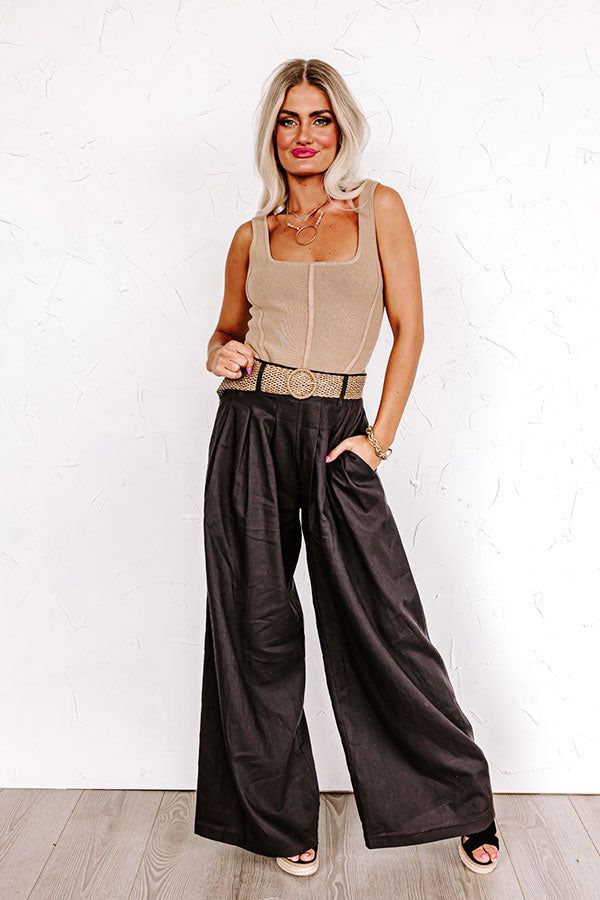 The Maris High Waist Linen-Blend Trousers Black sold by Impressions