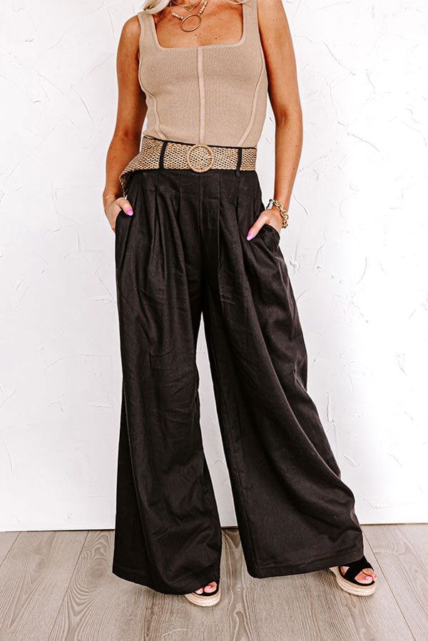 The Maris High Waist Linen-Blend Trousers Black sold by Impressions product image thumbnail 5