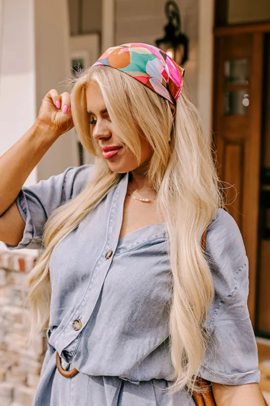 Bloom With A View Satin Hair Scarf In Hot Pink sold by Impressions