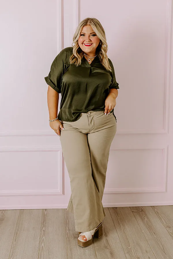 Stylish Setting Shift Top in Army Green Curves sold by Impressions