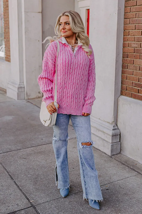Sunday in St. Cloud Cable Knit Sweater in Pink sold by Impressions product image thumbnail 5