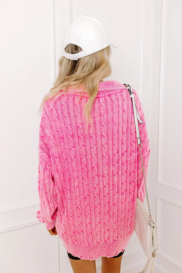 Sunday in St. Cloud Cable Knit Sweater in Pink sold by Impressions product image thumbnail 4