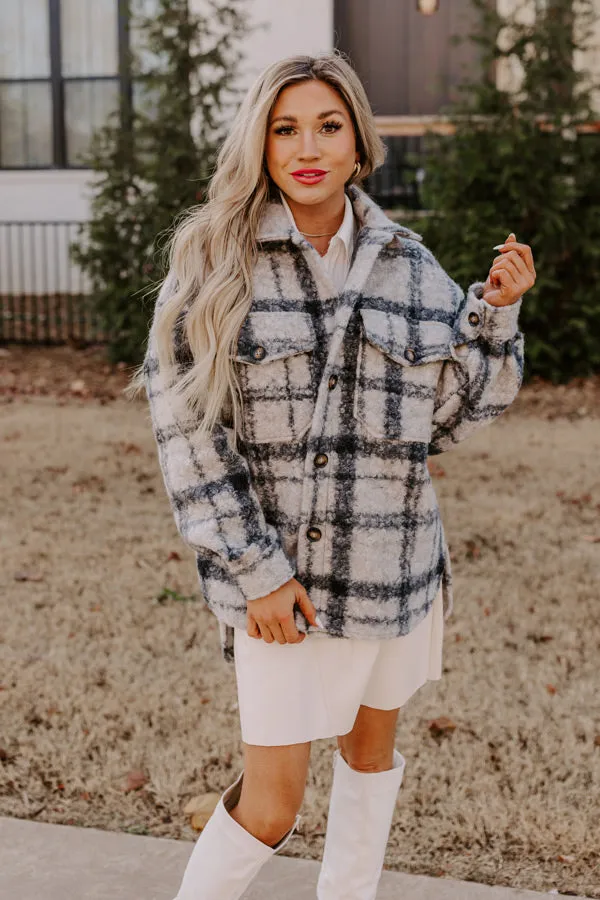 Seasonal Snuggles Plaid Sherpa Jacket in Grey sold by Impressions product image thumbnail 3