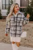 Seasonal Snuggles Plaid Sherpa Jacket in Grey sold by Impressions