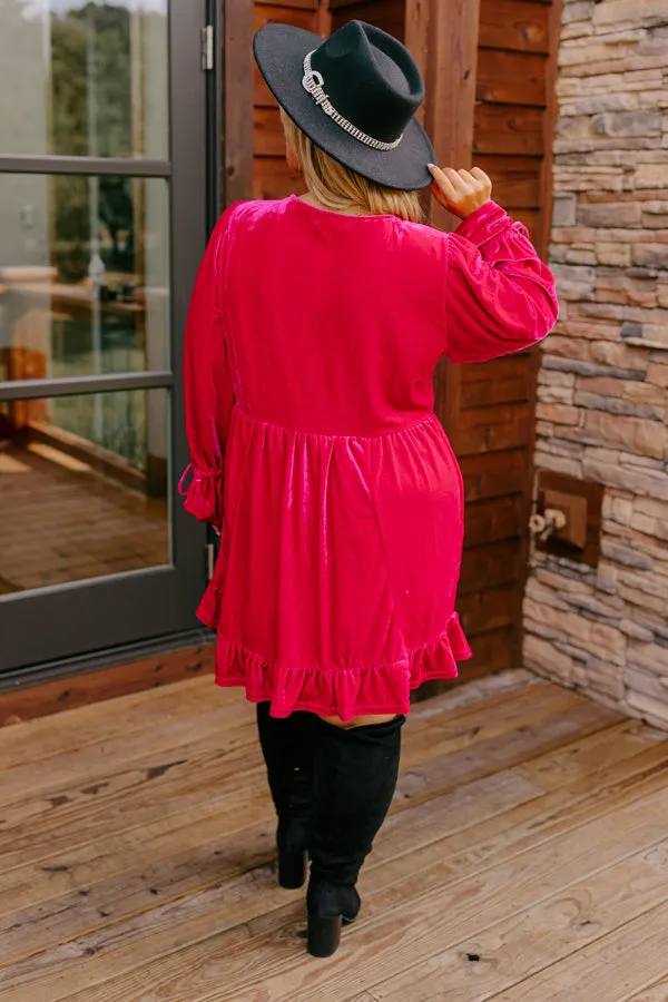 Lost In A Novel Velvet Mini Dress In Hot Pink Curves sold by Impressions product image thumbnail 5
