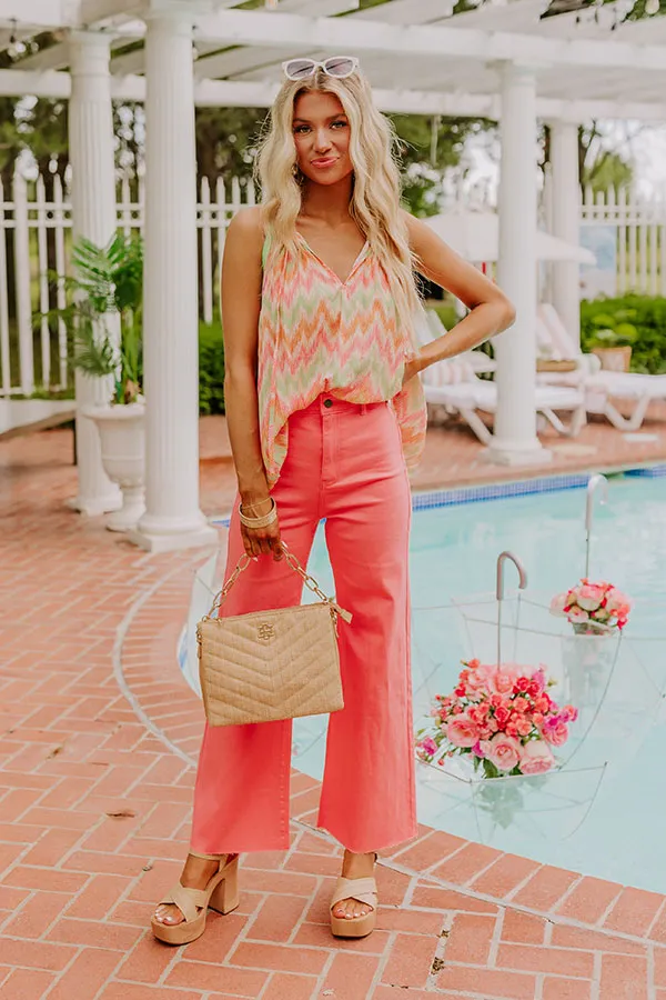 The Adriana High Waist Wide Leg Jean in Coral Pink sold by Impressions product image thumbnail 2