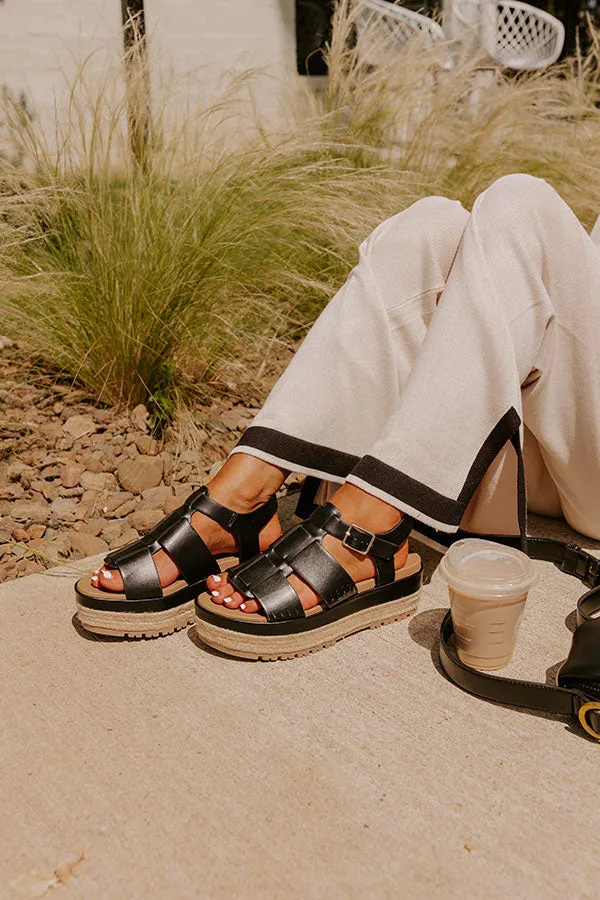 The Frankie Faux Leather Espadrille in Black sold by Impressions