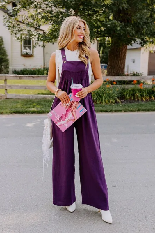 Happy Sanctuary Wide Leg Jumpsuit in Royal Plum sold by Impressions