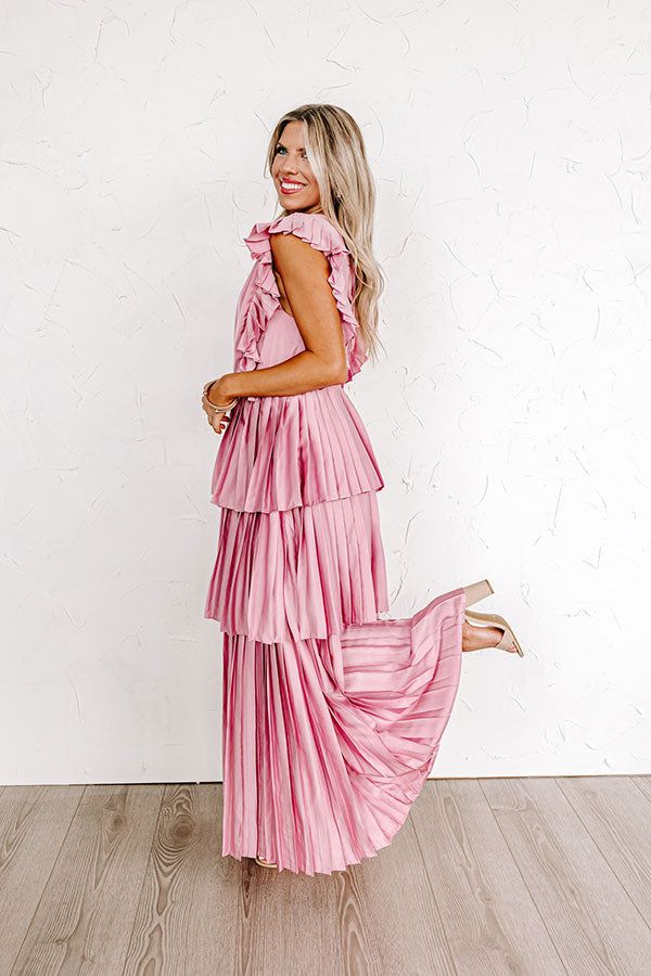 Seeking Champagne Pleated Maxi Dress In Blush sold by Impressions product image thumbnail 3