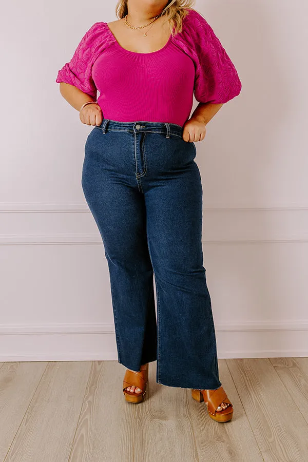 The Adriana High Waist Wide Leg Jean in Dark Wash Curves sold by Impressions