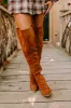 The Kinsley Faux Suede Thigh High Boot In Brown sold by Impressions
