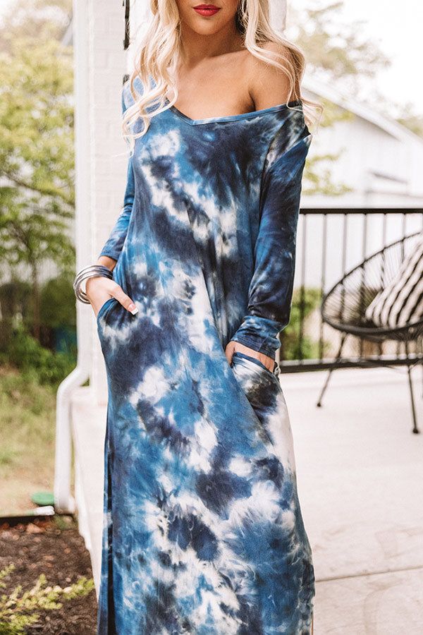 Peace Out Tie Dye Maxi In Navy sold by Impressions product image thumbnail 5