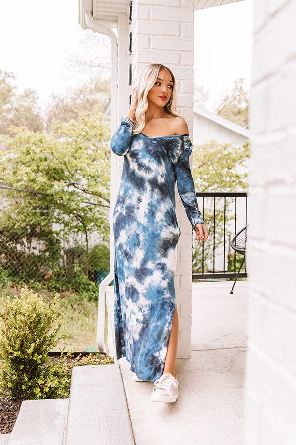Peace Out Tie Dye Maxi In Navy sold by Impressions