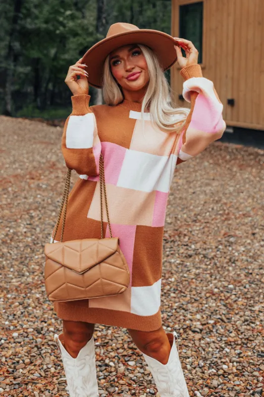 Pumpkin Spice Feels Color Block Sweater Dress sold by Impressions