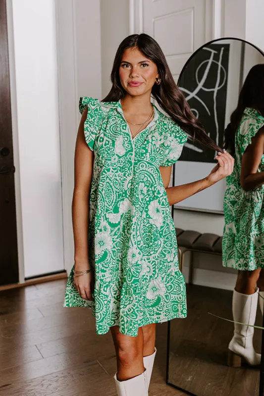 Hello Lovely Floral Dress In Emerald sold by Impressions