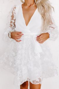 Butterfly Kisses Mini Dress in White sold by Impressions