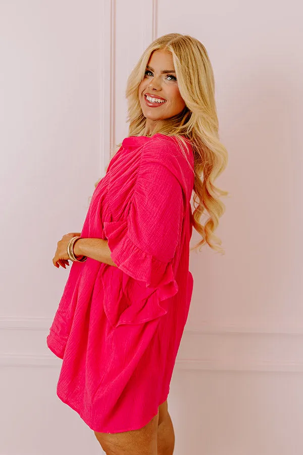 Divine Downtime Button Up in Hot Pink Curves sold by Impressions product image thumbnail 3