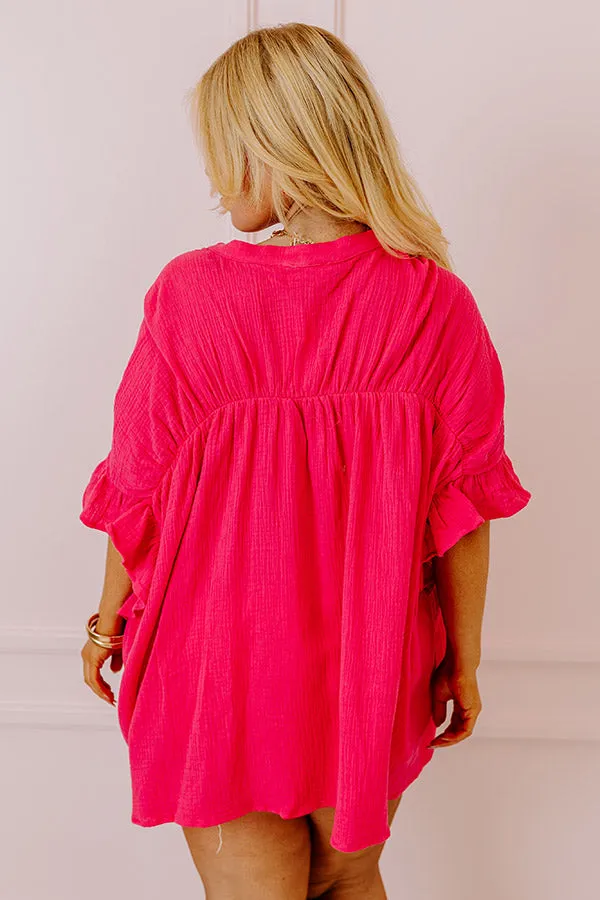 Divine Downtime Button Up in Hot Pink Curves sold by Impressions product image thumbnail 2