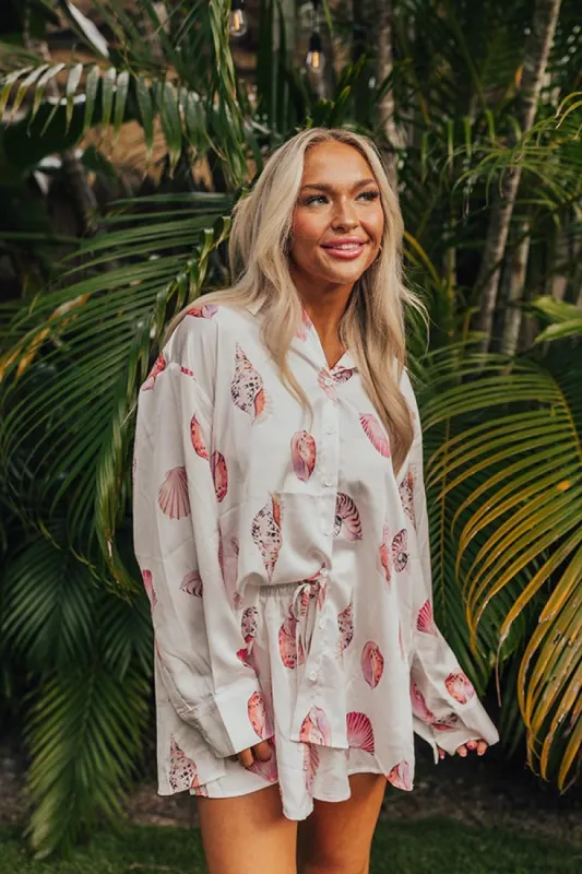 Seashell Splendor Satin Button Up sold by Impressions