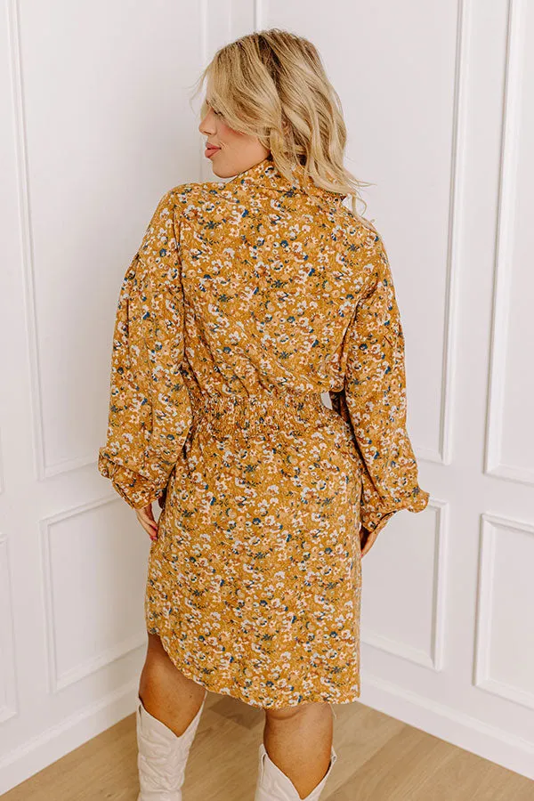 Fall Sunset Corduroy Mini Dress in Mustard Curves sold by Impressions product image thumbnail 3