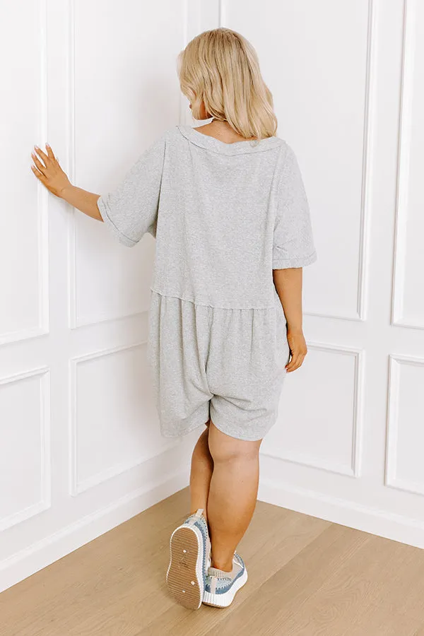 Comfy Chic Button Down Romper in Grey Curves sold by Impressions product image thumbnail 5
