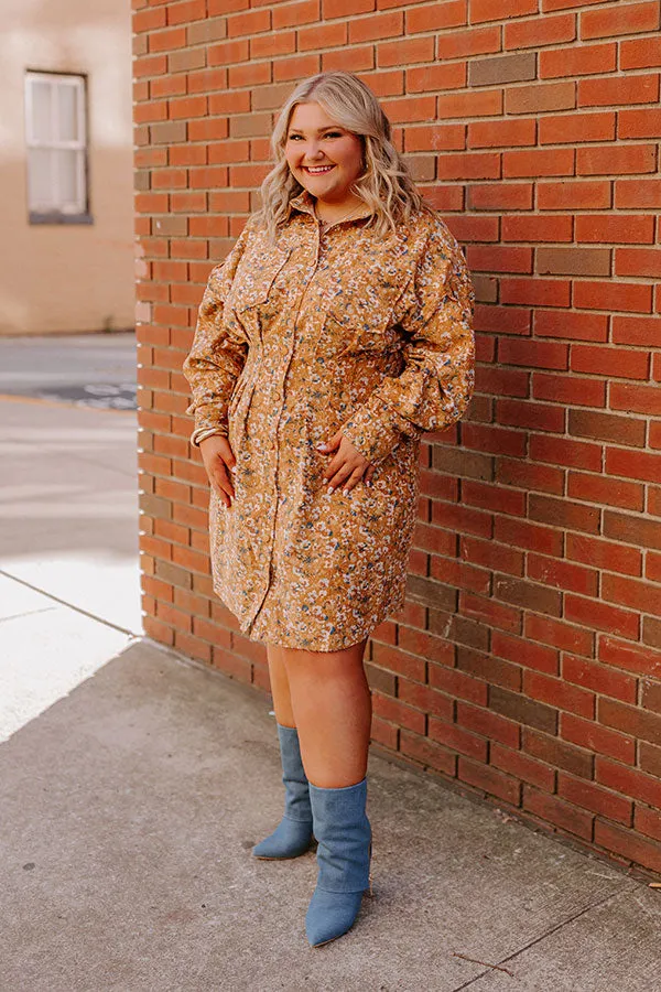 Fall Sunset Corduroy Mini Dress in Mustard Curves sold by Impressions product image thumbnail 4