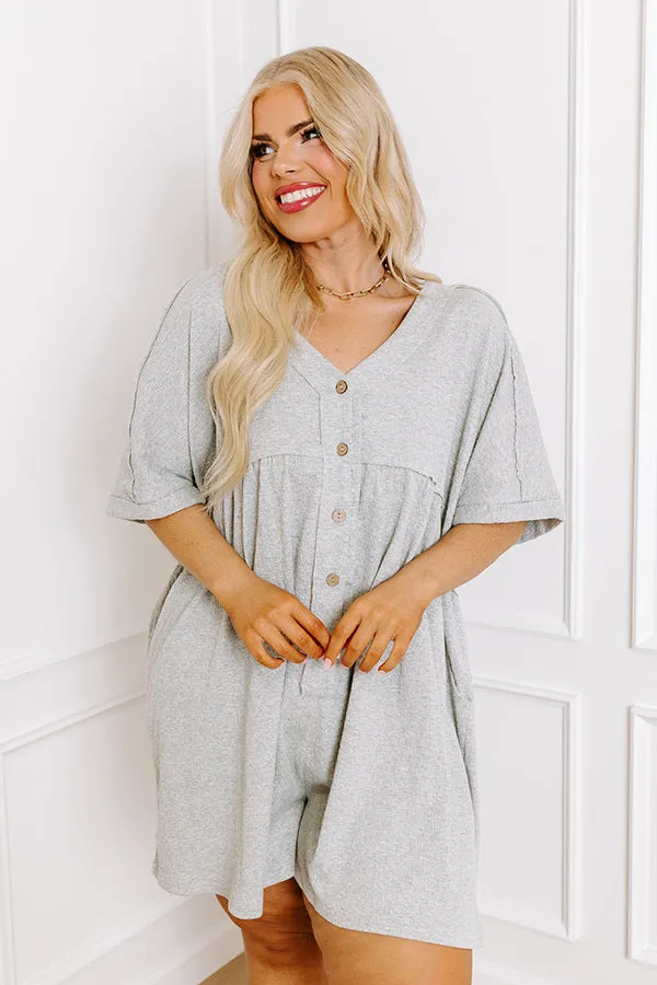 Comfy Chic Button Down Romper in Grey Curves sold by Impressions product image thumbnail 3