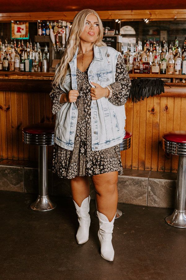 The Addison Distressed Denim Vest Curves sold by Impressions