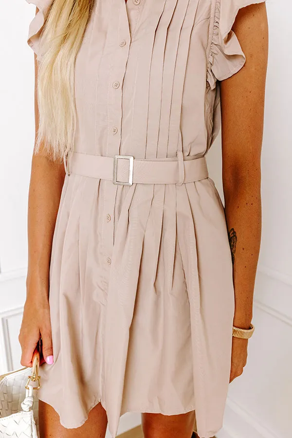 Take A Chance Ruffle Mini Dress in Warm Taupe sold by Impressions product image thumbnail 3