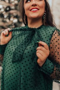 First Kiss Dreaming Dress In Hunter Green Curves sold by Impressions