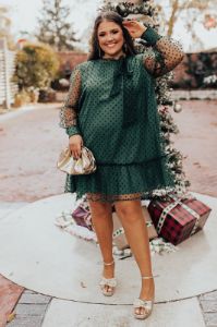 First Kiss Dreaming Dress In Hunter Green Curves sold by Impressions