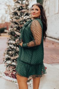 First Kiss Dreaming Dress In Hunter Green Curves sold by Impressions