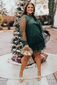 First Kiss Dreaming Dress In Hunter Green Curves sold by Impressions