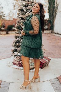 First Kiss Dreaming Dress In Hunter Green Curves sold by Impressions